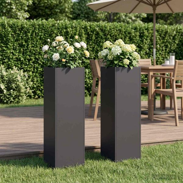 ARDEBO.de - Garten-Pflanzgefäß 2 stk. Schwarz 20 x 20 x 75 cm