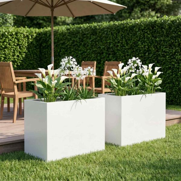 ARDEBO.de - Garten-Pflanzgefäß 2 stk. Weiß 50 x 40 x 50 cm