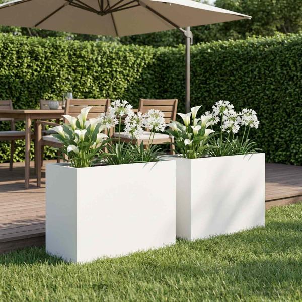 ARDEBO.de - Garten-Pflanzgefäß 2 stk. Weiß 60 x 30 x 40 cm