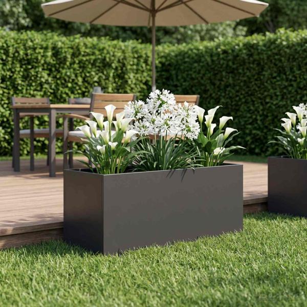 ARDEBO.de - Garten-Pflanzgefäß Schwarz 80 x 40 x 40 cm Kaltgewalzter Stahl
