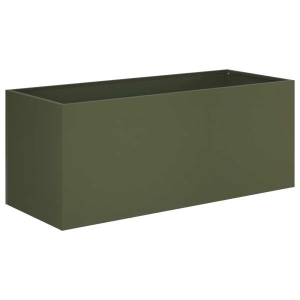 Garten-Pflanzgefäß Olivgrün 80 x 40 x 40 cm Kaltgewalzter Stahl