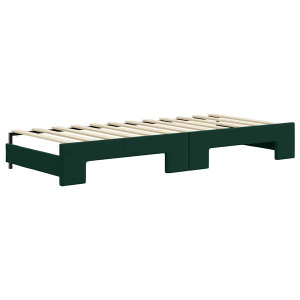 Tagesbett Ausziehbar mit Matratzen Dunkelgrün 80x200 cm Samt