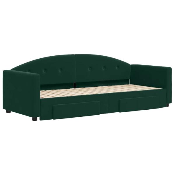 Tagesbett Ausziehbar mit Schubladen Dunkelgrün 80x200 cm Samt