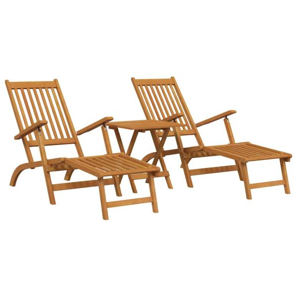 Gartenliegen mit Fußteil und Tisch Massivholz Akazie
