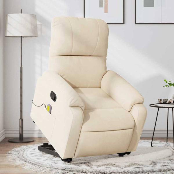 ARDEBO.de - Massagesessel mit Aufstehhilfe Beige Mikrofasergewebe