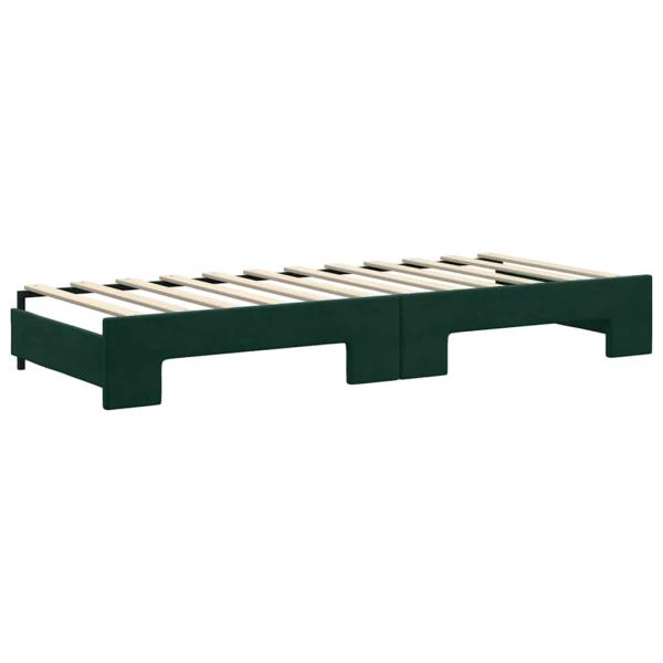 Tagesbett Ausziehbar mit Matratzen Dunkelgrün 80x200 cm Samt