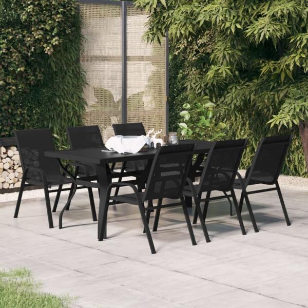 ARDEBO.de - 7-tlg. Garten-Essgruppe Schwarz