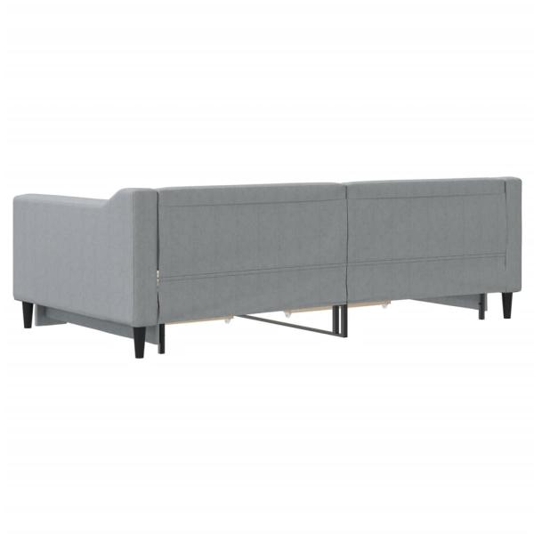 Tagesbett Ausziehbar mit Schubladen Hellgrau 100x190 cm Stoff