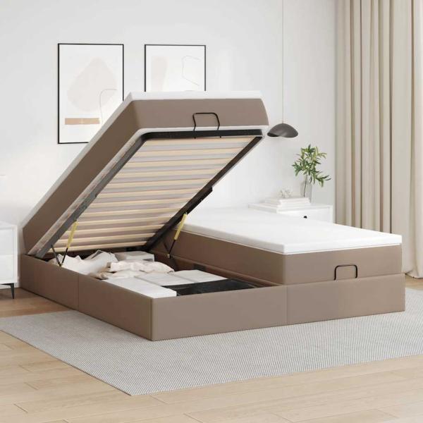 ARDEBO.de - Ottoman-Bett mit Matratzen Cappuccino 180x200cm Kunstleder