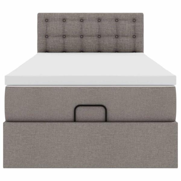 Ottoman-Bett mit Matratze & LEDs Taupe 100x200 cm Stoff