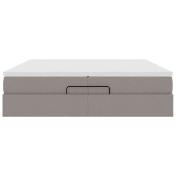 Ottoman-Bett mit Matratzen Taupe 200x200 cm Stoff