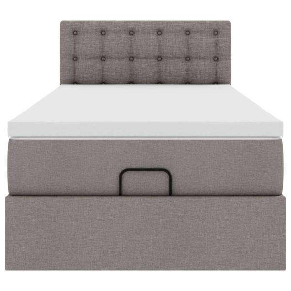 Ottoman-Bett mit Matratze & LEDs Taupe 90x190 cm Stoff