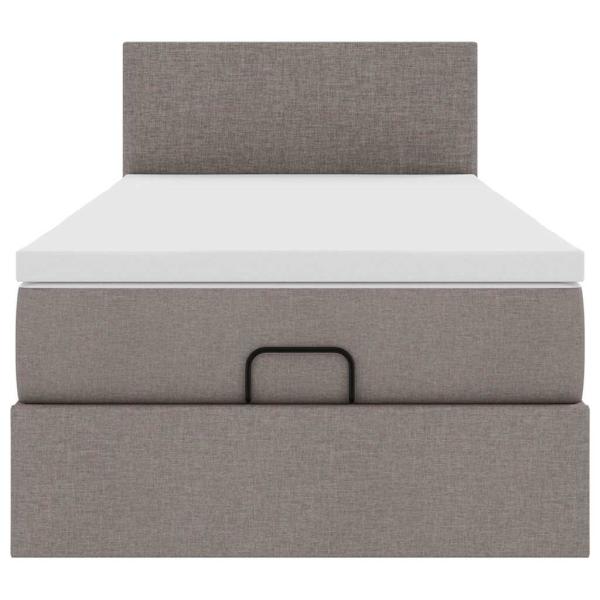 Ottoman-Bett mit Matratze & LEDs Taupe 90x190 cm Stoff