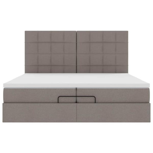 Ottoman-Bett mit Matratzen & LEDs Taupe 200x200 cm Stoff