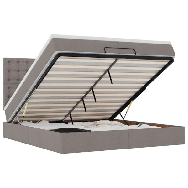 Ottoman-Bett mit Matratzen & LEDs Taupe 200x200 cm Stoff