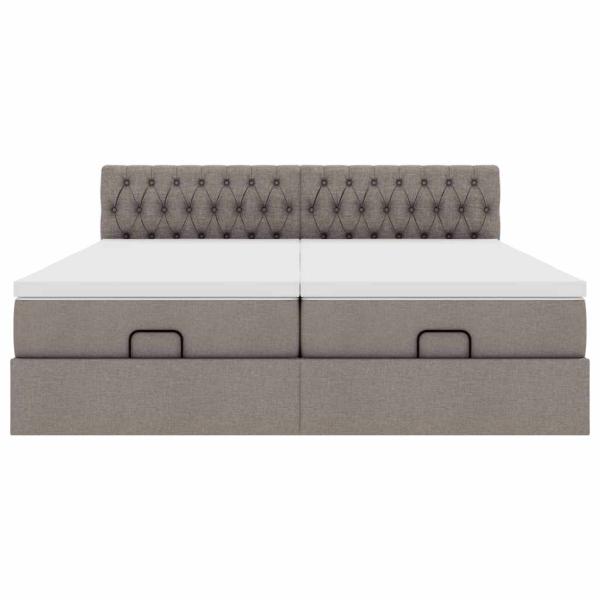 Ottoman-Bett mit Matratzen & LEDs Taupe 200x200 cm Stoff