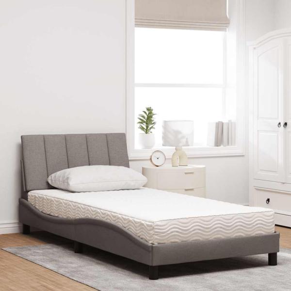 Bett mit Matratze "Hanko" Taupe 100x200 cm Stoff