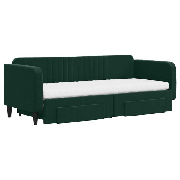 Tagesbett Ausziehbar mit Schubladen Dunkelgrün 80x200 cm Samt