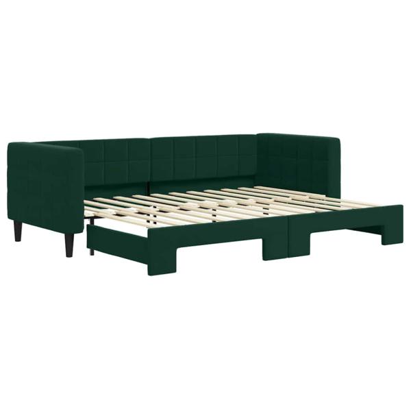 Tagesbett Ausziehbar Dunkelgrün 80x200 cm Samt