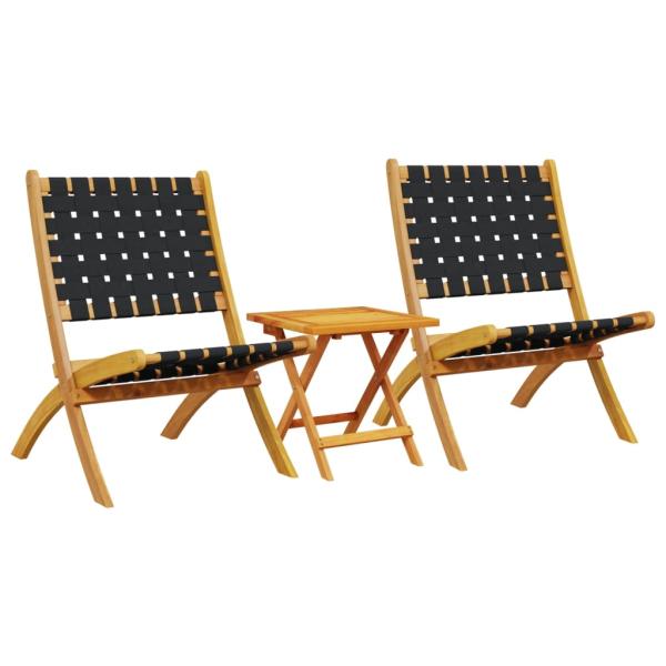 Klappst?hle, 2 St?ck mit Tisch, schwarzes Massivholz