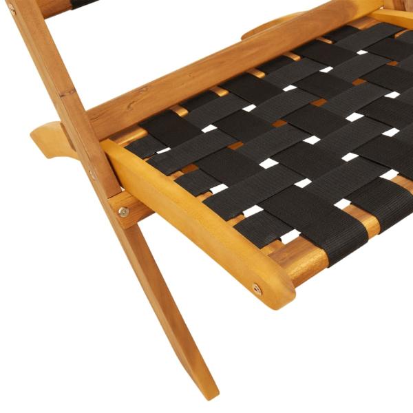 Klappst?hle, 2 St?ck mit Tisch, schwarzes Massivholz
