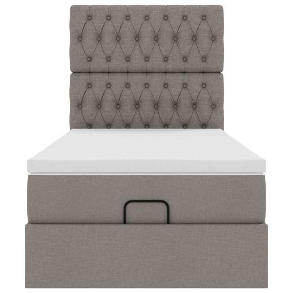 Ottoman-Bett mit Matratze & LEDs Taupe 90x190 cm Stoff