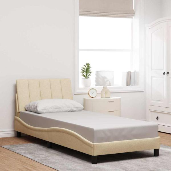 ARDEBO.de - Bettgestell ohne Matratze "Hanko" Creme 90x200 cm Stoff