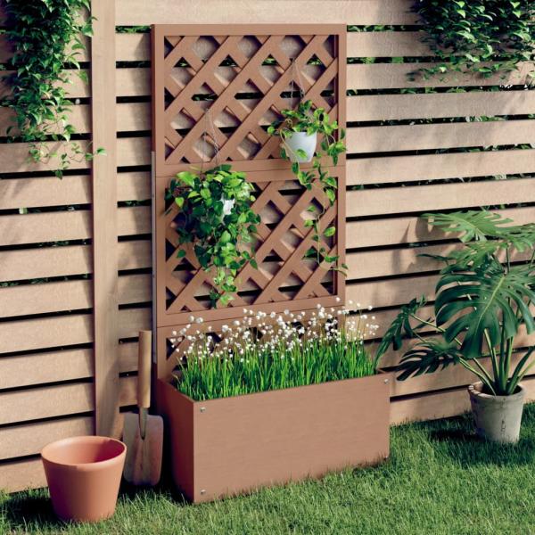 ARDEBO.de - Blumenkasten mit Rankgitter Braun 65x33x135 cm WPC