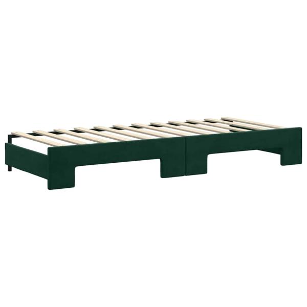 Tagesbett Ausziehbar mit Schubladen Dunkelgrün 80x200 cm Samt
