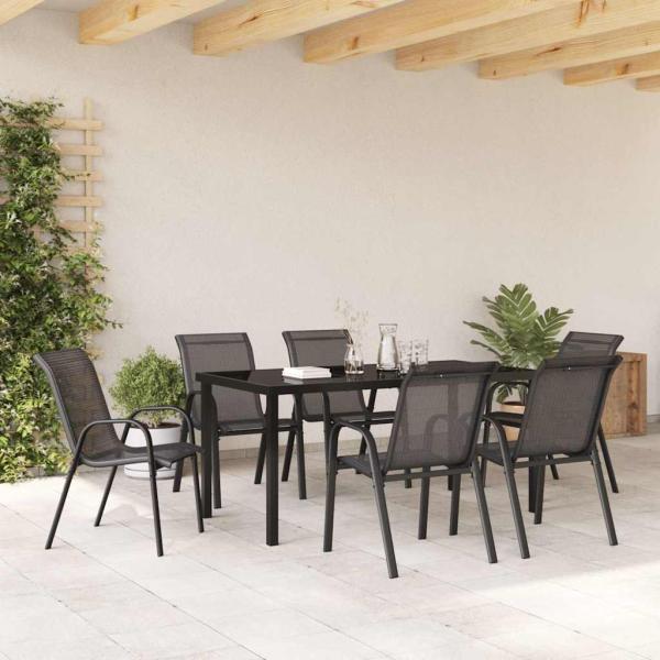 Stapelbare Gartenstühle 6 Stk. Schwarz Textilene
