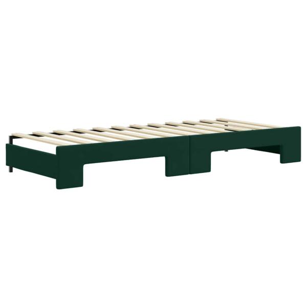 Tagesbett Ausziehbar mit Matratzen Dunkelgrün 80x200 cm Samt