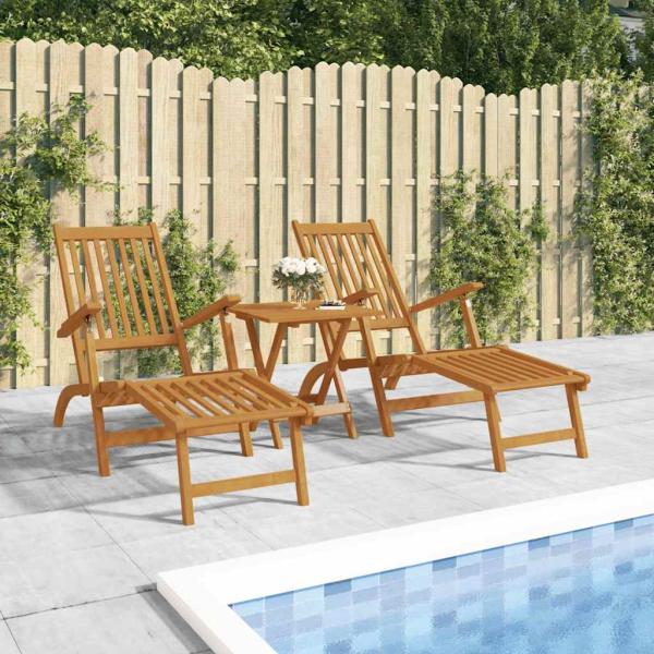 ARDEBO.de - Gartenliegen mit Fußteil 2 Stk. Massivholz Akazie