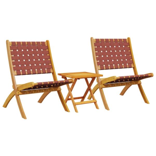 Klappst?hle, 2 St?ck mit Tisch, rotes Massivholz