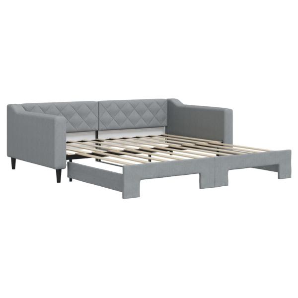 Tagesbett Ausziehbar Hellgrau 100x190 cm Stoff
