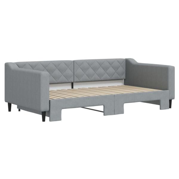 Tagesbett Ausziehbar Hellgrau 100x190 cm Stoff
