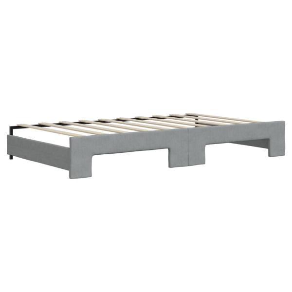 Tagesbett Ausziehbar Hellgrau 100x190 cm Stoff