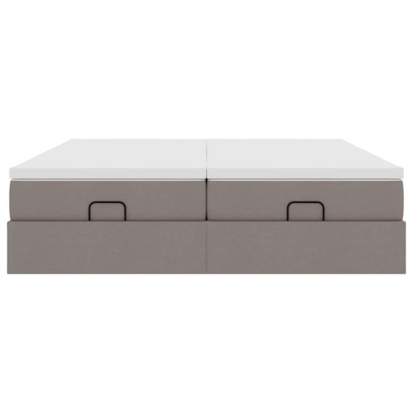 Ottoman-Bett mit Matratzen Taupe 200x200 cm Stoff
