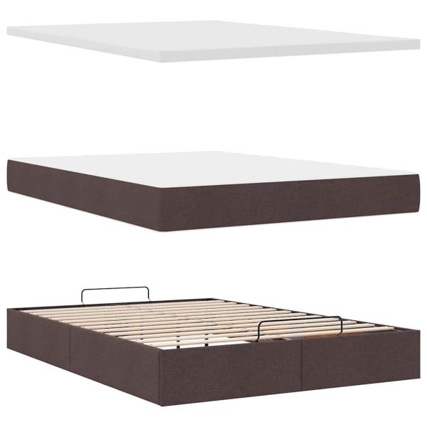 Ottoman-Bett mit Matratze Dunkelbraun 140x200 cm Stoff