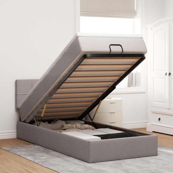 ARDEBO.de - Ottoman-Bett mit Matratze Taupe 100x200 cm Stoff