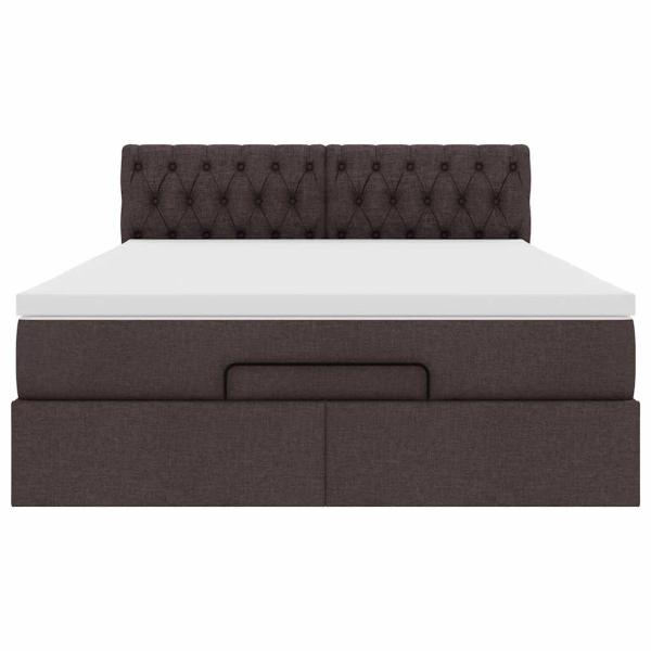 Ottoman-Bett mit Matratze Dunkelbraun 140x200 cm Stoff