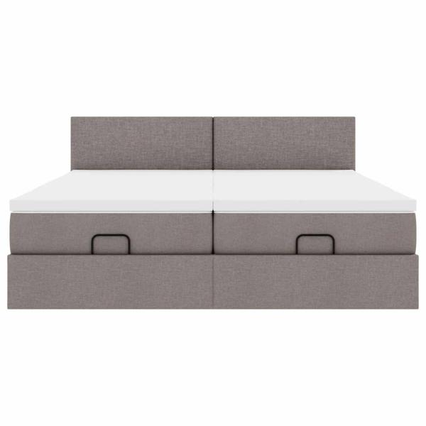 Ottoman-Bett mit Matratzen & LEDs Taupe 200x200 cm Stoff
