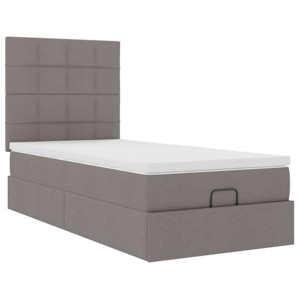 Ottoman-Bett mit Matratze & LEDs Taupe 90x190 cm Stoff