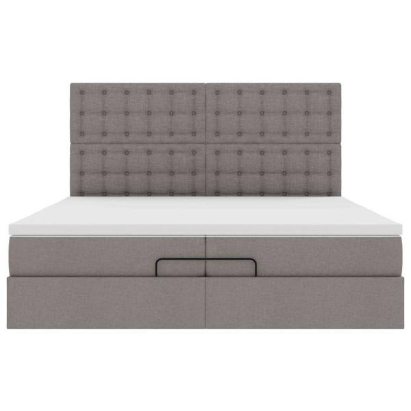 Ottoman-Bett mit Matratzen Taupe 200x200 cm Stoff