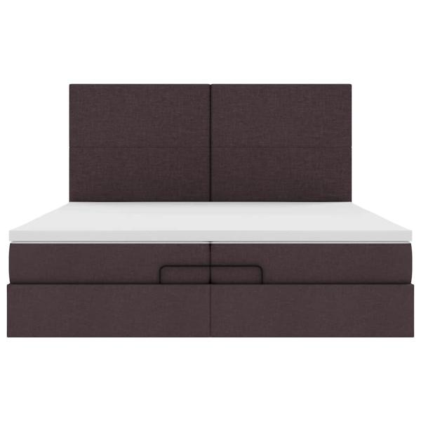 Ottoman-Bett mit Matratzen & LEDs Dunkelbraun 200x200 cm Stoff
