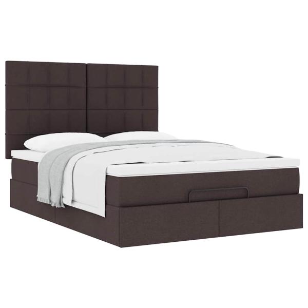 Ottoman-Bett mit Matratze Dunkelbraun 140x200 cm Stoff