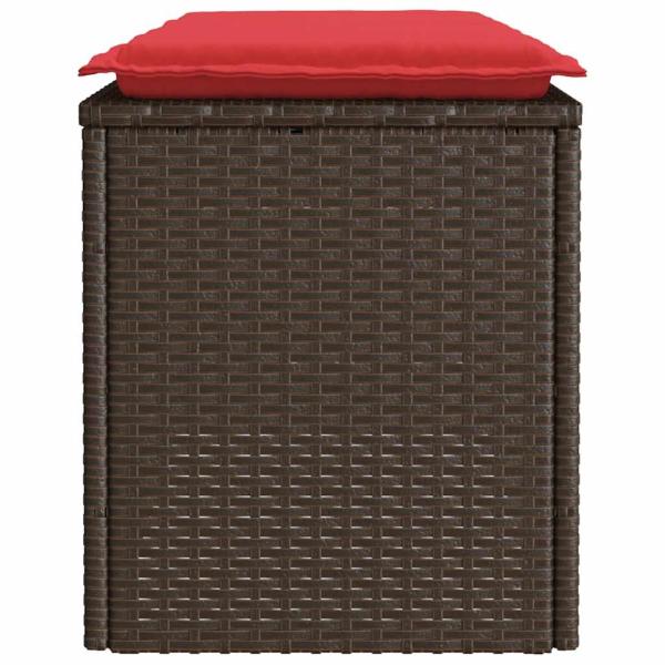Gartenbank mit Kissen Braun 110x40x44 cm Poly Rattan