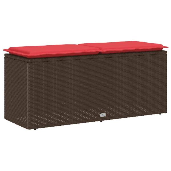Gartenbank mit Kissen Braun 110x40x44 cm Poly Rattan