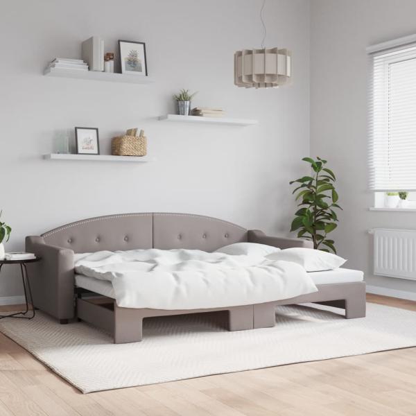 ARDEBO.de - Tagesbett Ausziehbar Taupe 80x200 cm Stoff