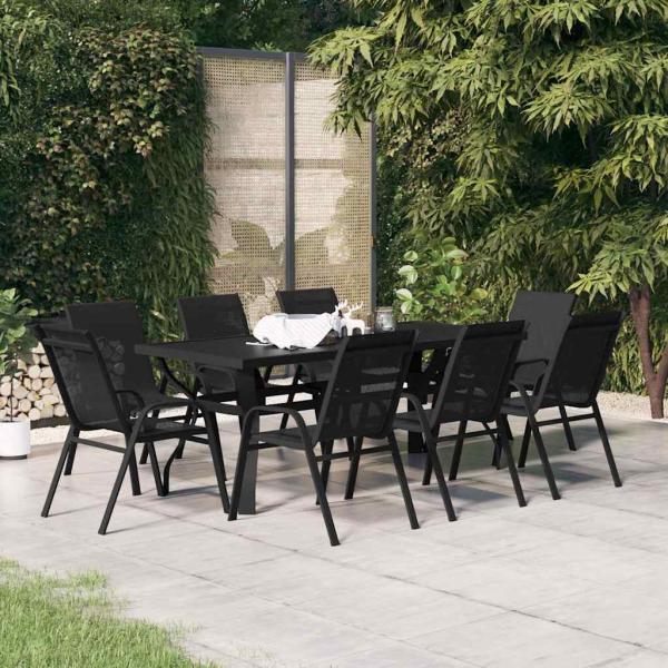 ARDEBO.de - 9-tlg. Garten-Essgruppe Schwarz