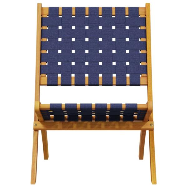 Klappstühle, 2 Stück mit Tisch, dunkelblaues Massivholz